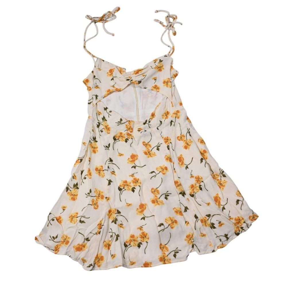 Reformation Elyse Cutout Mini Dress in White Yellow Floral